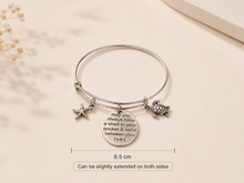 Load image into Gallery viewer, Silver Stainless Steel Sea Turtle and Starfish Bangle Bracelet with Quote Disc (BR-13)
