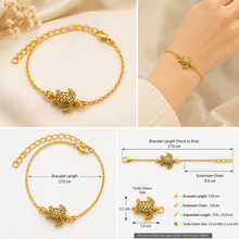 Load image into Gallery viewer, Gold Sea Turtle Charm Bracelet | Adjustable Minimalist Ocean-Inspired Bracelet (BR-24)
