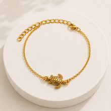 Load image into Gallery viewer, Gold Sea Turtle Charm Bracelet | Adjustable Minimalist Ocean-Inspired Bracelet (BR-24)
