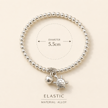 Load image into Gallery viewer, Silver Turtle Charm Elastic Bead Bracelet (BR-40)
