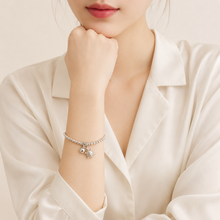 Load image into Gallery viewer, Silver Turtle Charm Elastic Bead Bracelet (BR-40)
