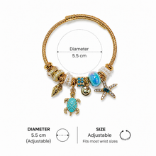 Load image into Gallery viewer, Gold Ocean Charm Bracelet (BR-56)
