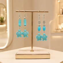 Load image into Gallery viewer, Turquoise Turtle Charm Earrings (E-61)
