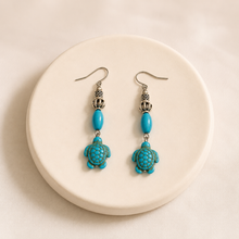 Load image into Gallery viewer, Turquoise Turtle Charm Earrings (E-61)
