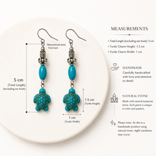 Load image into Gallery viewer, Turquoise Turtle Charm Earrings (E-61)
