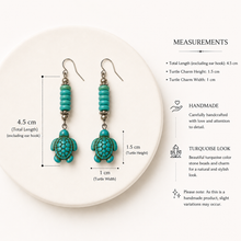 Load image into Gallery viewer, Turquoise Turtle Charm Earrings (E-61)
