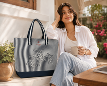 Load image into Gallery viewer, SALIHAFA Sea Turtle Striped Tote Bag (SP43-L)
