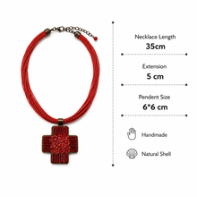 Load image into Gallery viewer, Red Cross Beaded Necklace (N-39 T-7)

