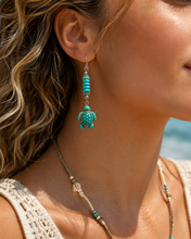 Load image into Gallery viewer, Turquoise Turtle Charm Earrings (E-61)
