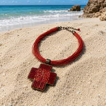 Load image into Gallery viewer, Red Cross Beaded Necklace (N-39 T-7)
