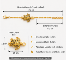 Load image into Gallery viewer, Gold Sea Turtle Charm Bracelet | Adjustable Minimalist Ocean-Inspired Bracelet (BR-24)
